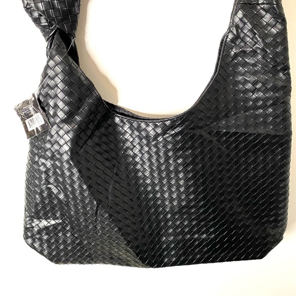 Ulta Beauty Black Vegan Leather Woven Tote Shoulder Bag NWT Knotted Strap - Picture 5 of 7